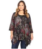 Nally &amp; Millie - Plus Size Floral Printed Sharkbite Tunic