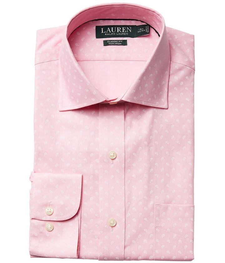 Lauren Ralph Lauren - Classic Fit Non Iron Poplin Mini Paisley Print Spread Collar Dress Shirt