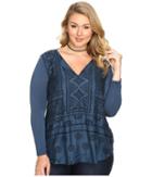 Lucky Brand - Plus Size Embroidered Top