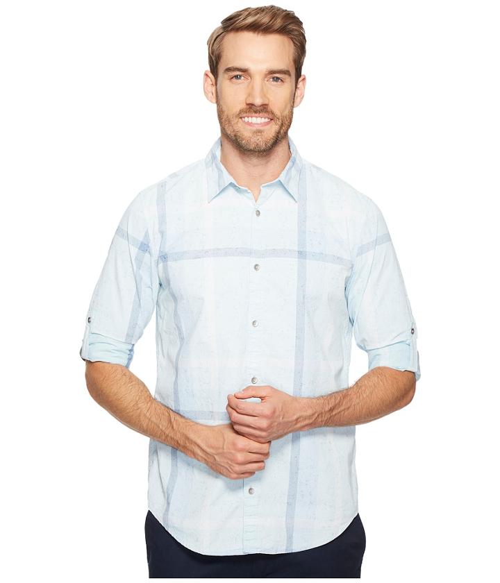 Calvin Klein Jeans - Blotch Print Exploded Plaid Roll-tab Button Down