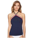 Tommy Hilfiger - Signature Stripe Mitered Elastic Tankini Top W/ Removable Soft Cups