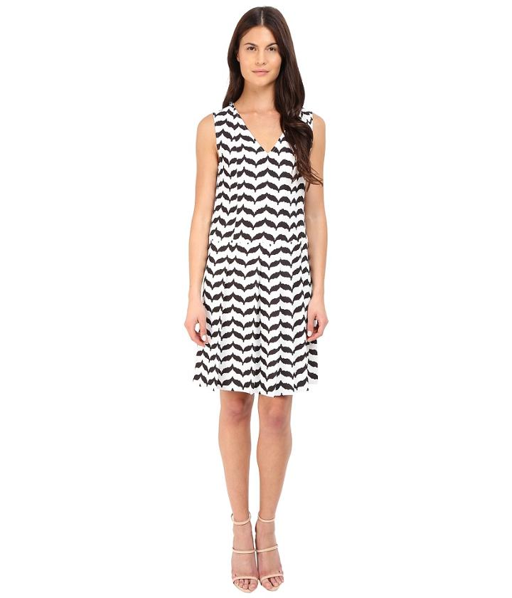 Neil Barrett - Degrade' Pleats V-neck Macro Kefiah Cady Poly Dress
