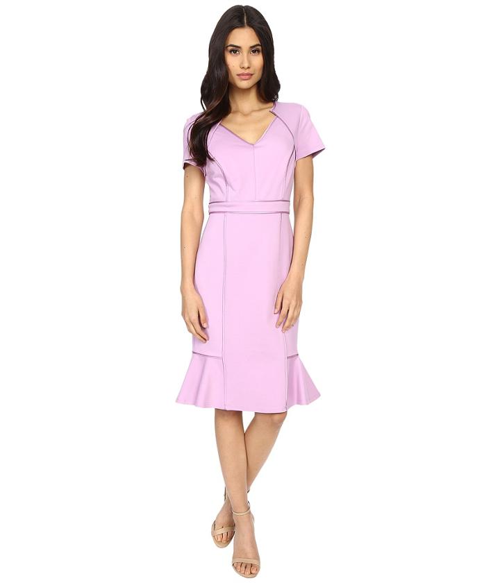 Nue By Shani - V-neck Ponte Knit Dress With Side Flounce