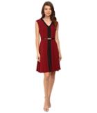 Christin Michaels - Kari Fit And Flare Belted Dress