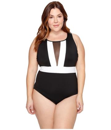 La Blanca - Plus Size Block My Way Over The Shoulder Plunge One-piece