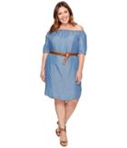 Michael Michael Kors - Plus Size Denim Off Shoulder Sleeveless Dress