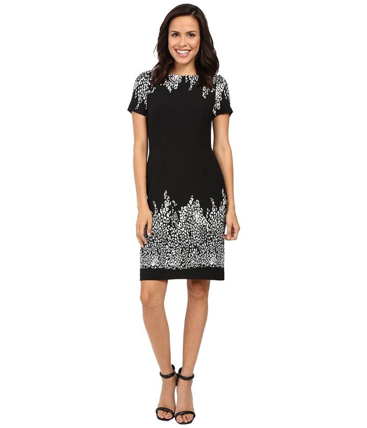 Adrianna Papell - Animal And Lace Printed Blocked Sheath Dress