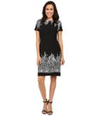 Adrianna Papell - Animal And Lace Printed Blocked Sheath Dress