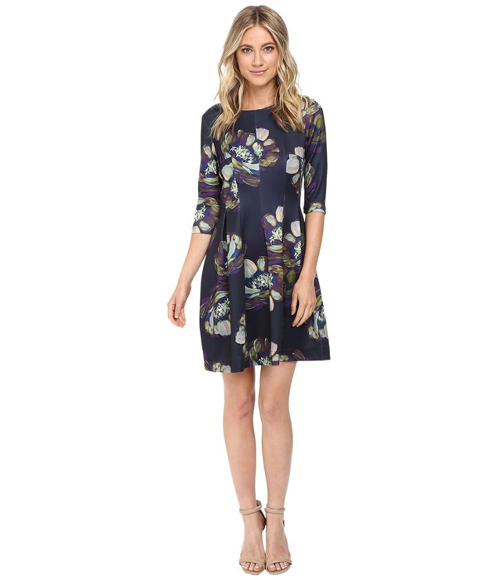 Christin Michaels - Emellie 3/4 Sleeve Fit And Flare Dress