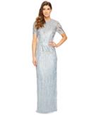 Adrianna Papell - Ombre Sequin Column Gown With Elbow Length Sleeves