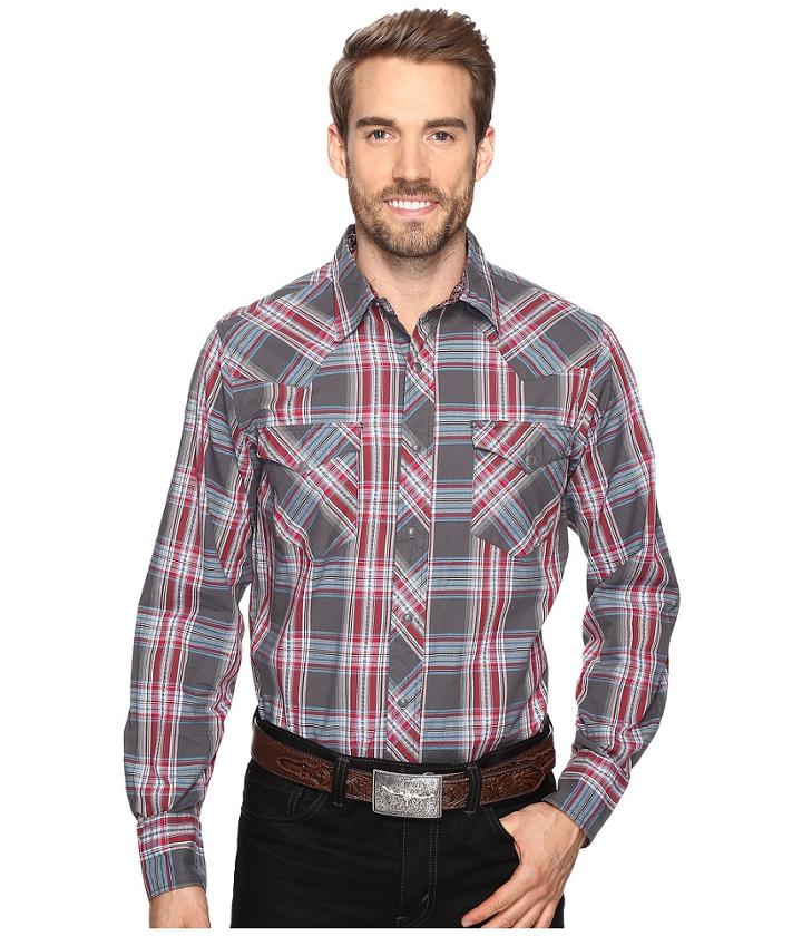 Roper - 0628 Dark Rose Plaid With Dobby