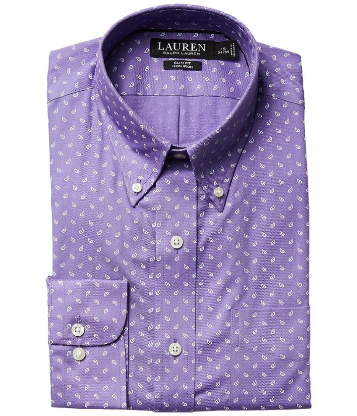 Lauren Ralph Lauren - Slim Fit Non Iron Poplin Mini Paisley Print Spread Collar Dress Shirt