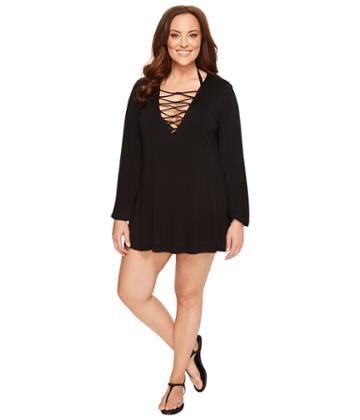 Bleu Rod Beattie - Plus Size Knotty But Nice V-neck Plunge Dress Cover-up