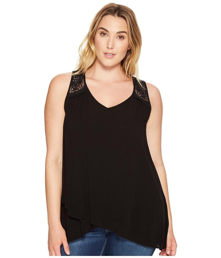 Karen Kane Plus - Plus Size Lace Yoke Crossover Top
