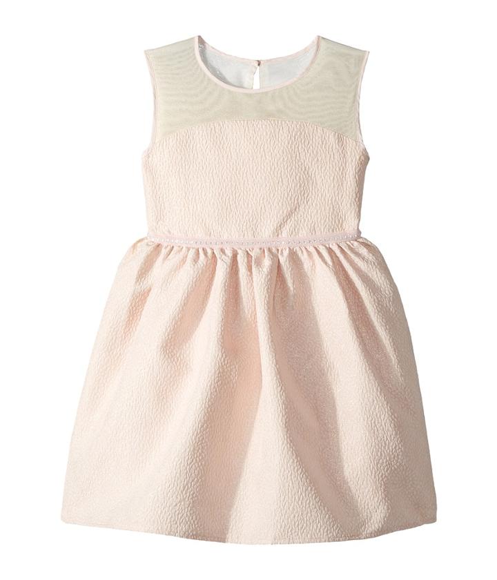 Us Angels - Brocade Mesh Illusion Neckline Dress