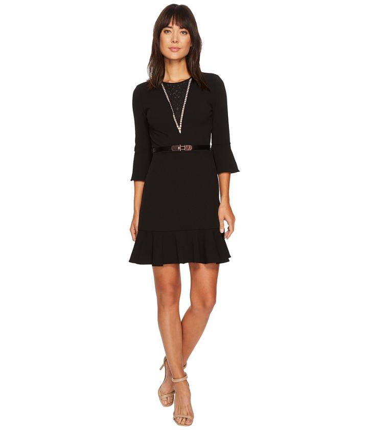 Ivanka Trump - Scuba Crepe Flutter Sleeve Belted Dress