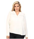 Calvin Klein Plus - Plus Size Long Sleeve Top W/ Lace At Yoke
