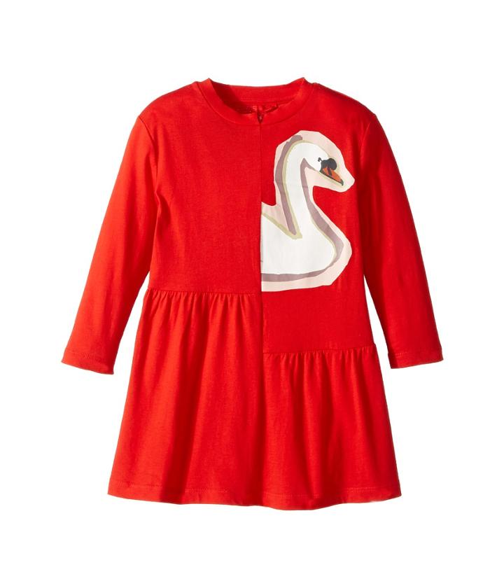 Stella Mccartney Kids - Zelma Drop Waist Dress W/ Printed Swan