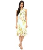Maggy London - Water Wash Garden Printed Scuba Fit And Flare Dress