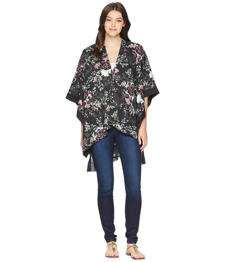 Steve Madden - Floral Ruana With Side Border