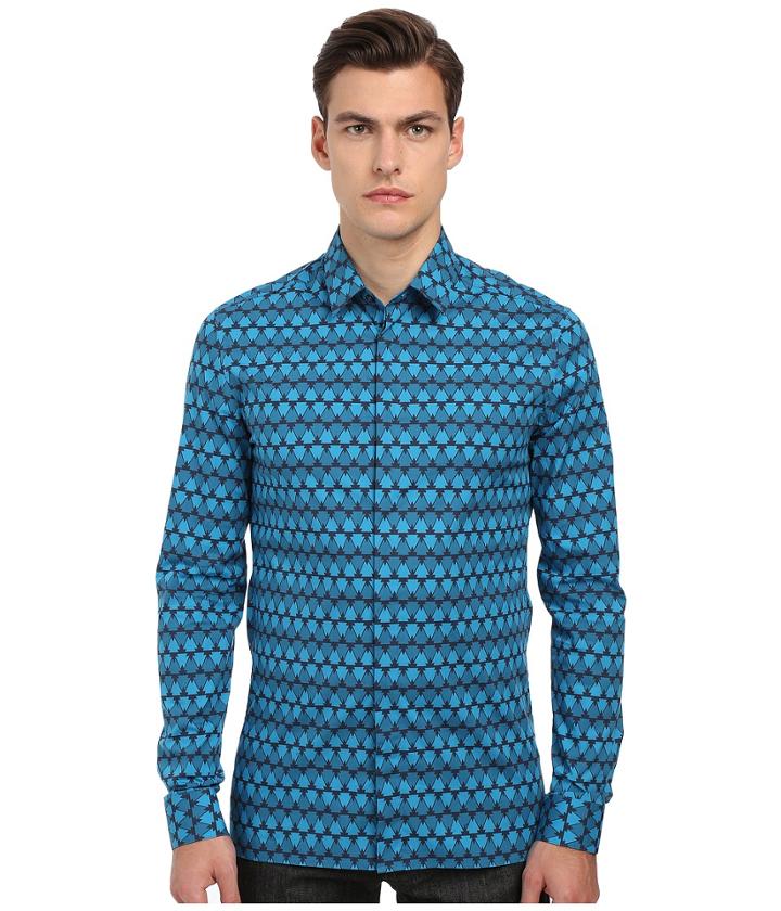 Versace Collection - Geometric Print Stretch Button Up