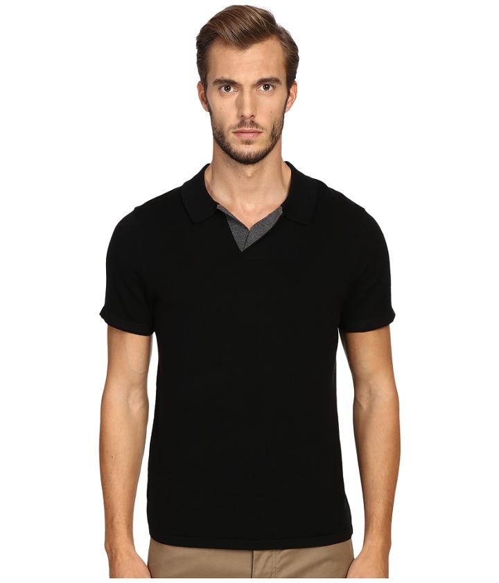 Vince - Wool Silk Jersey Short Sleeve Polo With Tipping
