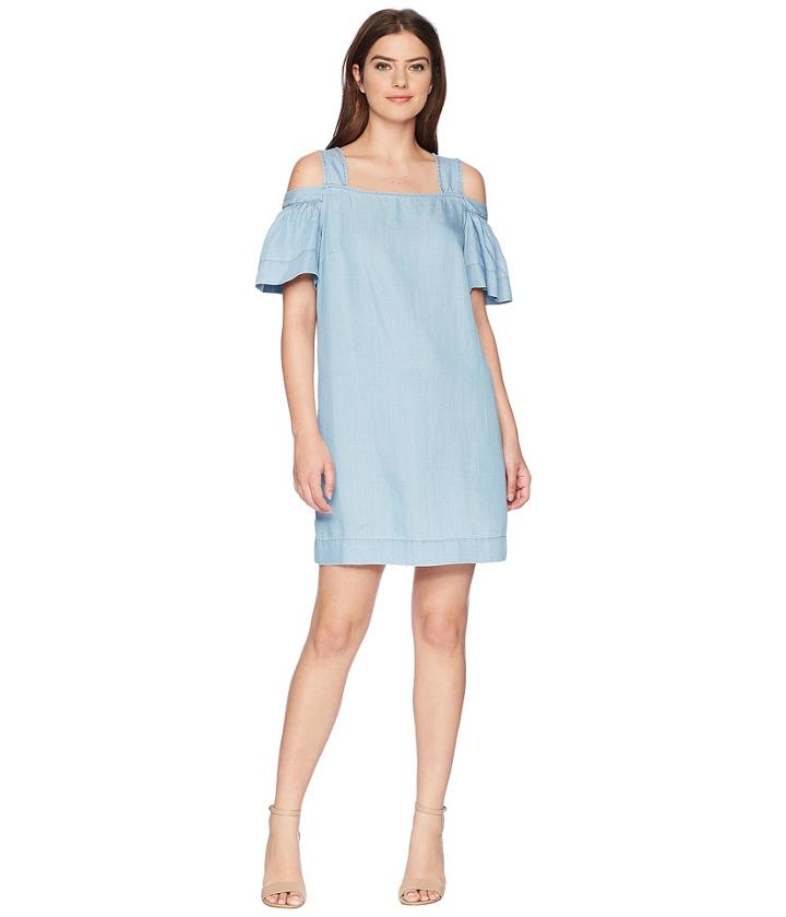 Two By Vince Camuto - Ruffled Cold Shoulder Tencel Dress
