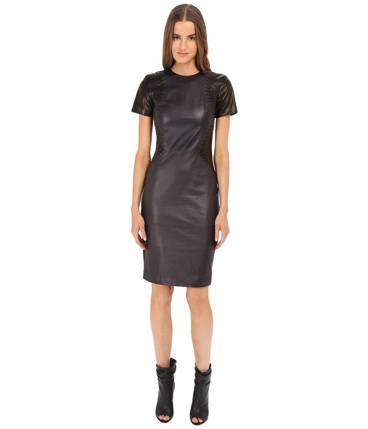 Prabal Gurung - Leather Short Sleeve Dress