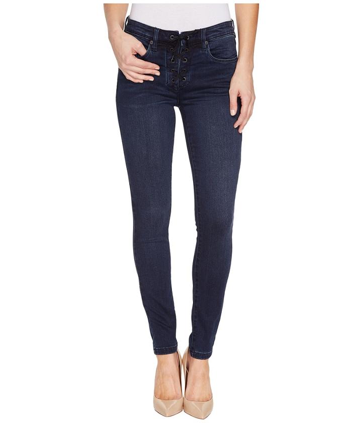 Blank Nyc - Lace Up Dark Denim Skinny In Swing Away