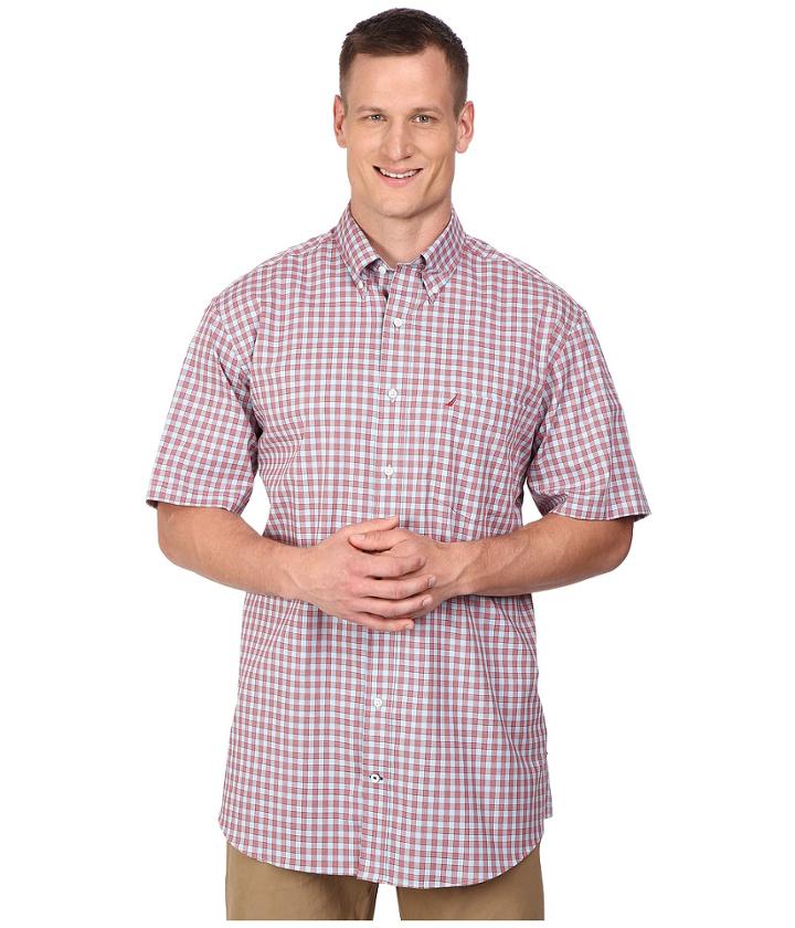 Nautica Big &amp; Tall - Big Tall Short Sleeve Wrinkle Resistant Medium Gingham Pocket