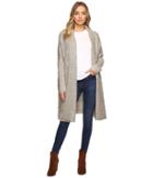Christin Michaels - Zienna Collared Cable Knit Long Cardigan