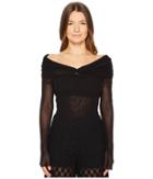 Fuzzi - Long Sleeve Off Shoulder Ruched Top