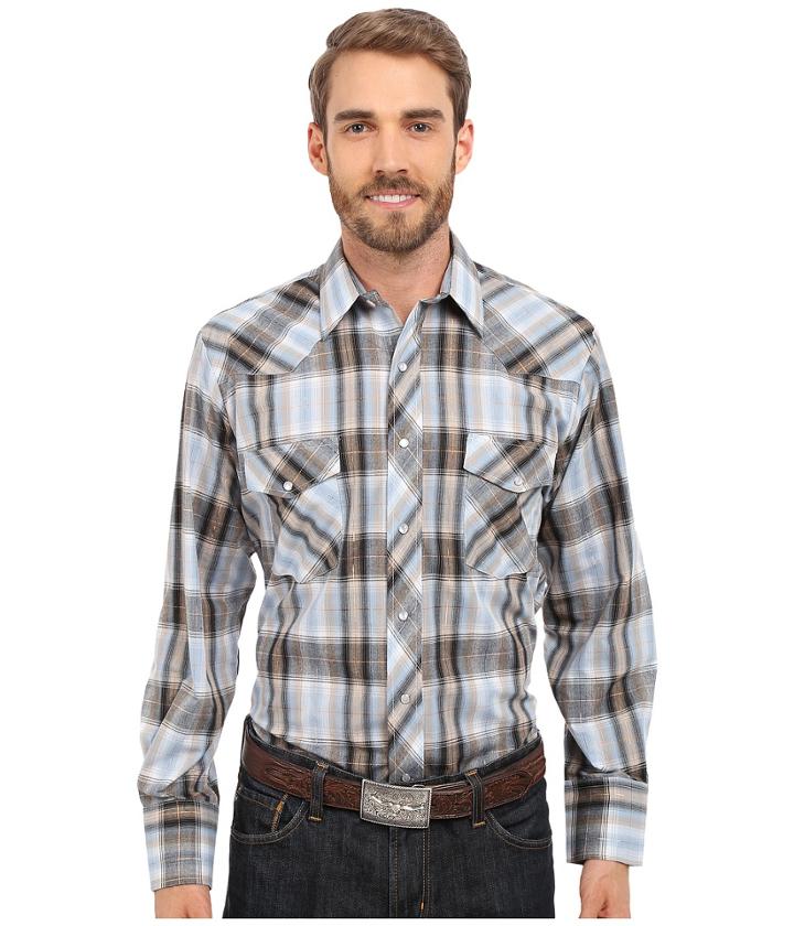 Roper - 0295 Navy Blue Plaid W/ Gold Lurex