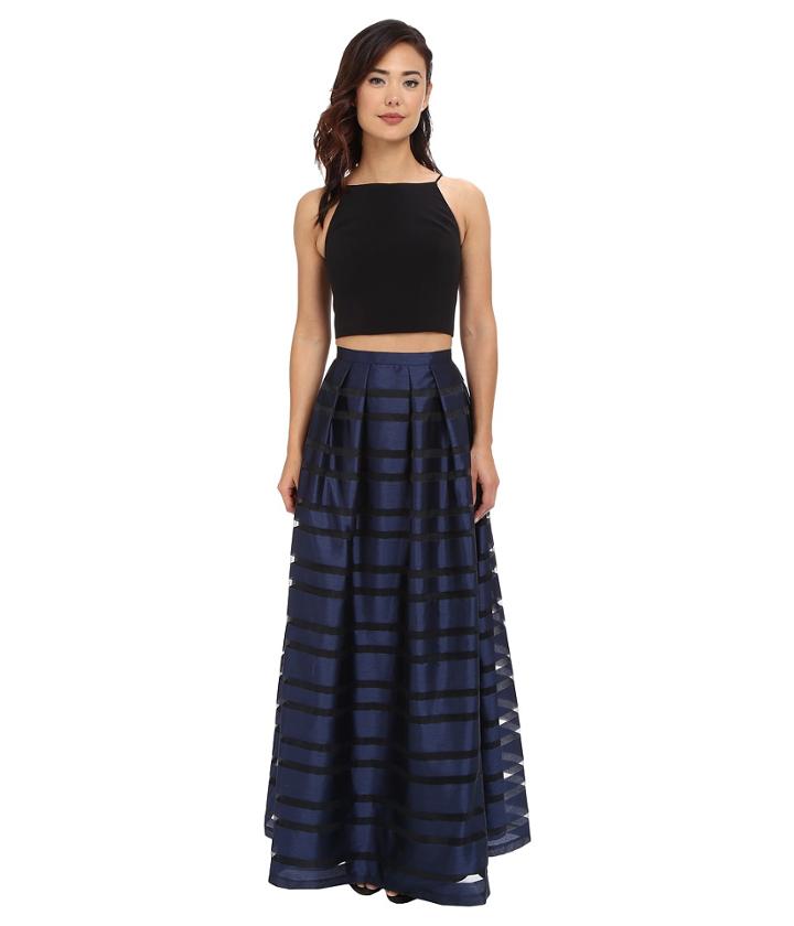 Aidan Mattox - Ball Skirt W/ Illusion Panels And Stretch Halter Top