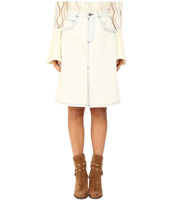 See By Chloe - Denim Skirt With Braided Pockets