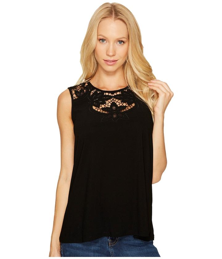 Cece - Knit Top With Floral Cut Out Neckline