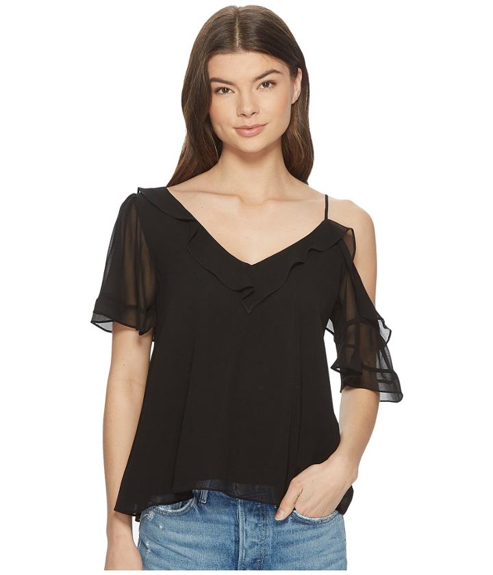 1.state - Ruffle Edge Blouse W/ Shoulder Cut Out
