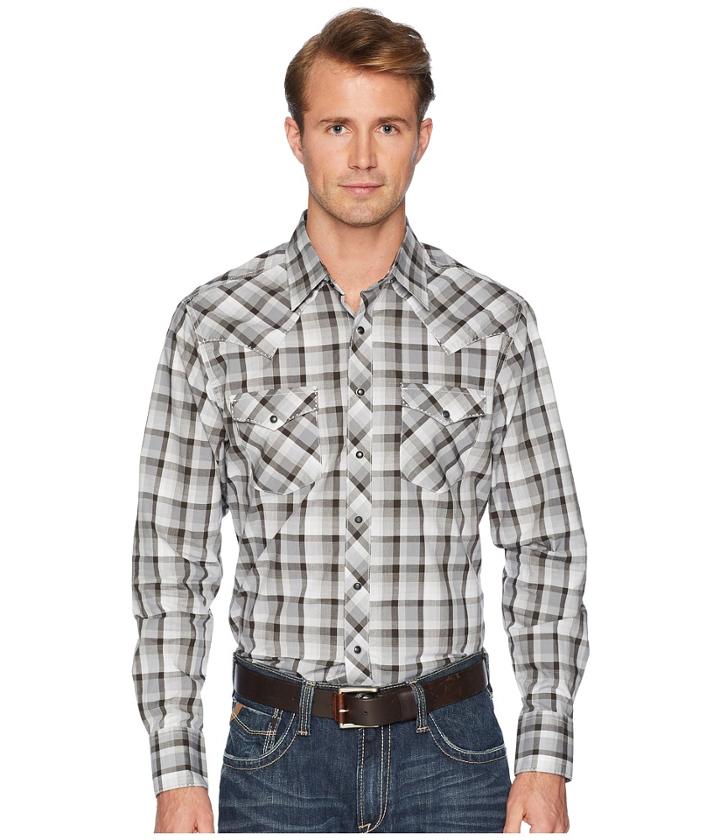 Wrangler - Retro Long Sleeve Two-pocket Snap Plaid