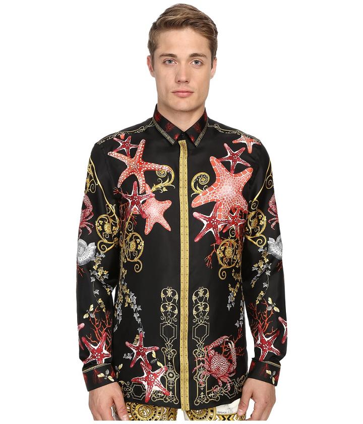 Versace Collection - Baroque Starfish Silk Button Up