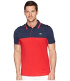 Lacoste - Short Sleeve Pique W/ Color Block Jacquard Collar W/ Contrast Piping