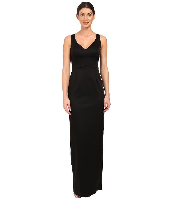 Adrianna Papell - V-neck Ottoman Column Gown