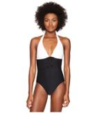 Kate Spade New York - Carmel Beach #60 Color Blocked Halter One-piece Swimsuit W/ Removable Soft Cups