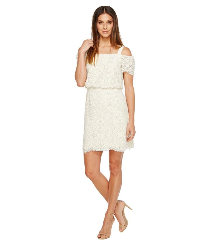 Adrianna Papell - Ella Mosaic Lace Off The Shoulder Sheath Dress With Blouson Bodice