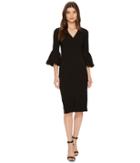 Maggy London - V-neck Balloon Sleeve Sheath
