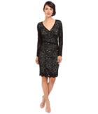 Nicole Miller - Floral Stretch Lace Long Sleeve Dress