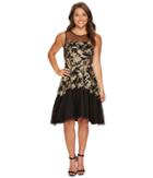 Tahari By Asl - Petite Embroidered Mesh Party Dress