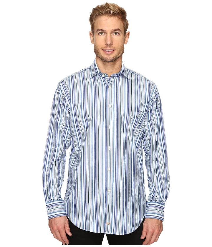 Thomas Dean &amp; Co. - Long Sleeve Multi Stripe Sport Shirt