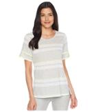 Two By Vince Camuto - Tiered Fringe Short Sleeve Stadium Stripe Top