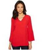 Calvin Klein - Bell Sleeve V-neck Blouse W/ Hardware