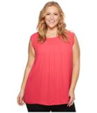 Vince Camuto Specialty Size - Plus Size Sleeveless Pleat Neck Blouse